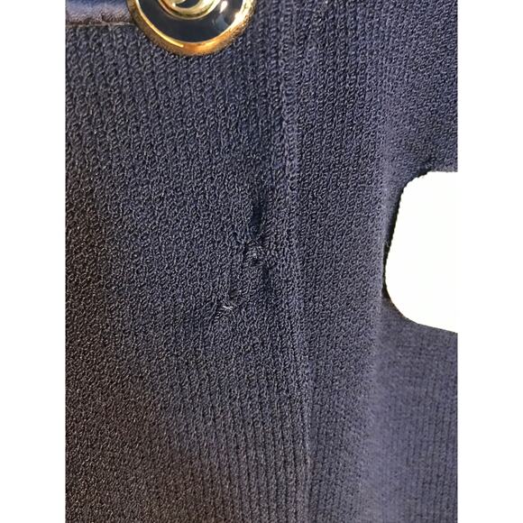 St. John Collection Santana Knit Colorblock Blazer 8 Navy Blue Ivory - Picture 11 of 13